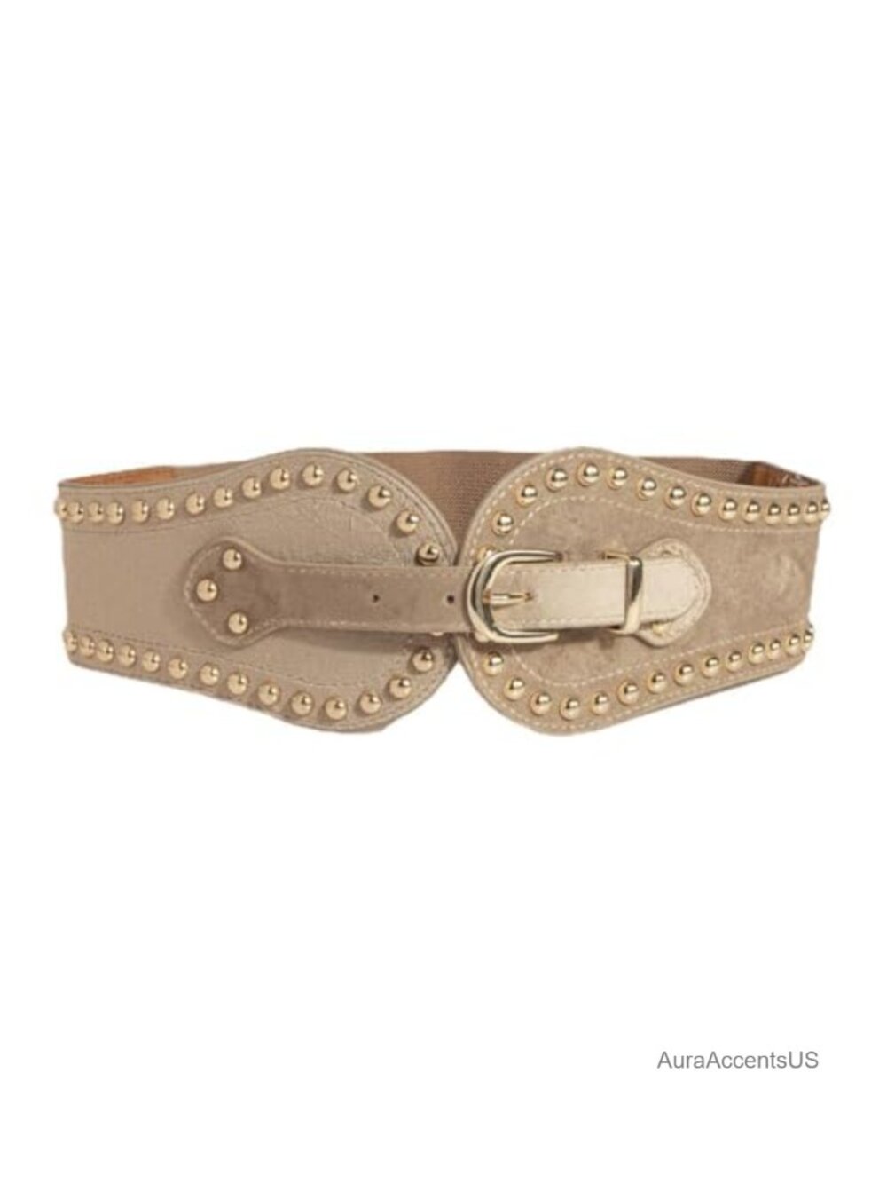 Western Style Velvet PU Leather Cinch Belt with Rivets for Women